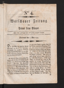 Warschauer Zeitung für Polens Freye Bürger. 1794, nr 4