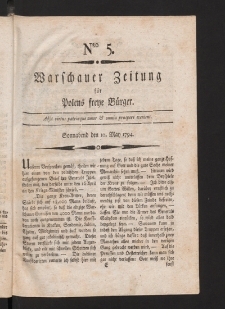 Warschauer Zeitung für Polens Freye Bürger. 1794, nr 5