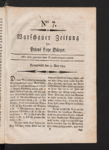 Warschauer Zeitung für Polens Freye Bürger. 1794, nr 7