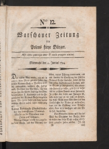 Warschauer Zeitung für Polens Freye Bürger. 1794, nr 12