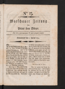 Warschauer Zeitung für Polens Freye Bürger. 1794, nr 13