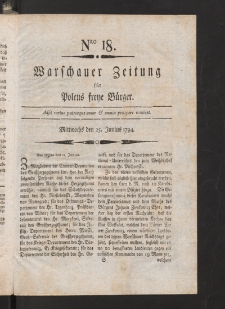 Warschauer Zeitung für Polens Freye Bürger. 1794, nr 18