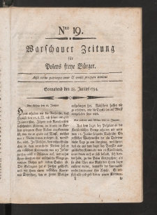 Warschauer Zeitung für Polens Freye Bürger. 1794, nr 19