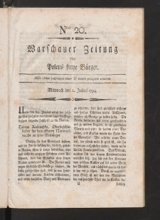 Warschauer Zeitung für Polens Freye Bürger. 1794, nr 20