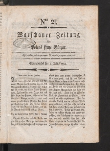 Warschauer Zeitung für Polens Freye Bürger. 1794, nr 21