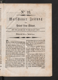 Warschauer Zeitung für Polens Freye Bürger. 1794, nr 22