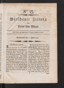 Warschauer Zeitung für Polens Freye Bürger. 1794, nr 23
