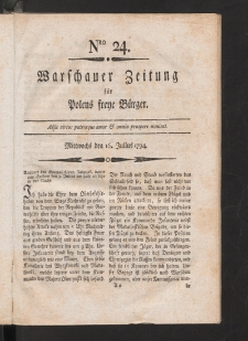 Warschauer Zeitung für Polens Freye Bürger. 1794, nr 24