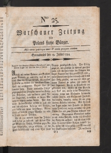 Warschauer Zeitung für Polens Freye Bürger. 1794, nr 25