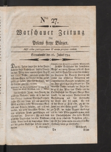 Warschauer Zeitung für Polens Freye Bürger. 1794, nr 27