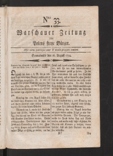 Warschauer Zeitung für Polens Freye Bürger. 1794, nr 33
