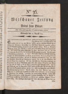 Warschauer Zeitung für Polens Freye Bürger. 1794, nr 36