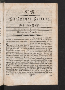 Warschauer Zeitung für Polens Freye Bürger. 1794, nr 38