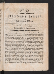 Warschauer Zeitung für Polens Freye Bürger. 1794, nr 39