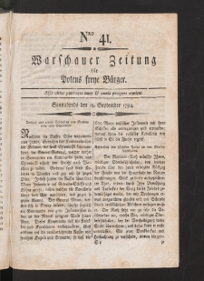 Warschauer Zeitung für Polens Freye Bürger. 1794, nr 41
