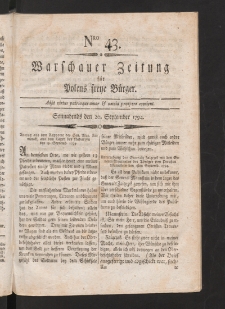Warschauer Zeitung für Polens Freye Bürger. 1794, nr 43