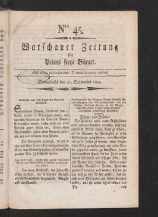 Warschauer Zeitung für Polens Freye Bürger. 1794, nr 45