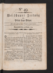 Warschauer Zeitung für Polens Freye Bürger. 1794, nr 49