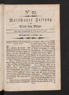 Warschauer Zeitung für Polens Freye Bürger. 1794, nr 50