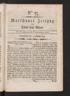 Warschauer Zeitung für Polens Freye Bürger. 1794, nr 53