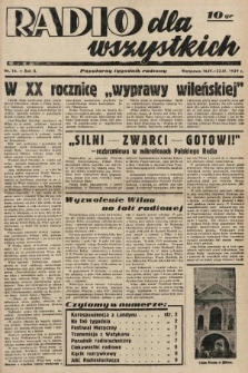 Radio dla Wszystkich : popularny tygodnik radiowy. 1939, nr 16