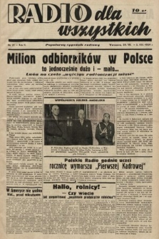Radio dla Wszystkich : popularny tygodnik radiowy. 1939, nr 31