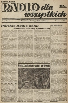 Radio dla Wszystkich : popularny dwutygodnik radiowy. 1938, nr 1
