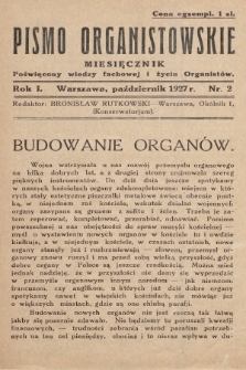 Pismo Organistowskie : poświęcone wiedzy fachowej i życiu organistów. 1927, nr 2