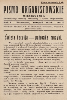 Pismo Organistowskie : poświęcone wiedzy fachowej i życiu organistów. 1927, nr 3