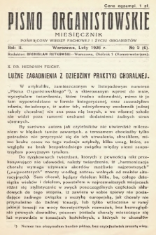 Pismo Organistowskie : poświęcone wiedzy fachowej i życiu organistów. 1928, nr 2 (6)