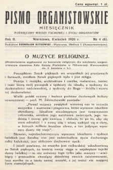 Pismo Organistowskie : poświęcone wiedzy fachowej i życiu organistów. 1928, nr 4 (8)