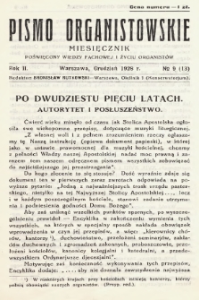 Pismo Organistowskie : poświęcone wiedzy fachowej i życiu organistów. 1928, nr 9 (13)