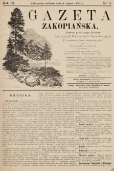 Gazeta Zakopiańska : pierwszy polski organ dla spraw turystycznych, klimatycznych i komunikacyjnych z urzędową listą imienną gości. 1893, nr 5