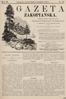 Gazeta Zakopiańska : pierwszy polski organ dla spraw turystycznych, klimatycznych i komunikacyjnych z urzędową listą imienną gości. 1893, nr 16