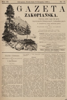 Gazeta Zakopiańska : pierwszy polski organ dla spraw turystycznych, klimatycznych i komunikacyjnych z urzędową listą imienną gości. 1893, nr 17