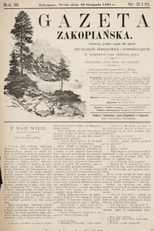 Gazeta Zakopiańska : pierwszy polski organ dla spraw turystycznych, klimatycznych i komunikacyjnych z urzędową listą imienną gości. 1893, nr 21 i 22