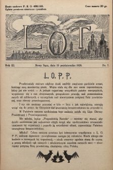 Lot : dwutygodnik młodzieży. 1929, nr 7