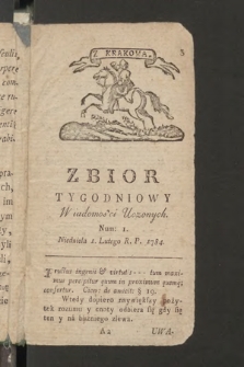 Zbior Tygodniowy Wiadomości Uczonych. 1784, nr 1
