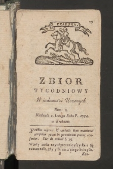 Zbior Tygodniowy Wiadomości Uczonych. 1784, nr 2