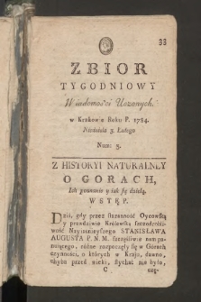 Zbior Tygodniowy Wiadomości Uczonych. 1784, nr 3