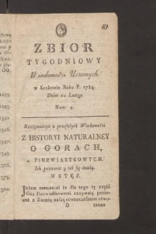 Zbior Tygodniowy Wiadomości Uczonych. 1784, nr 4