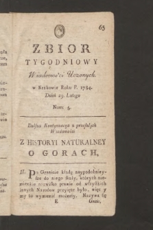 Zbior Tygodniowy Wiadomości Uczonych. 1784, nr 5