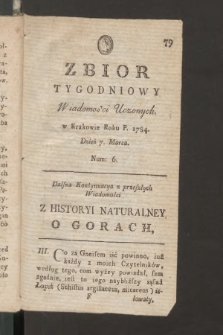 Zbior Tygodniowy Wiadomości Uczonych. 1784, nr 6