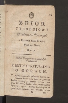 Zbior Tygodniowy Wiadomości Uczonych. 1784, nr 7
