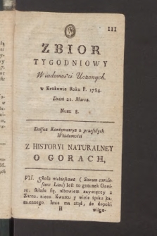 Zbior Tygodniowy Wiadomości Uczonych. 1784, nr 8