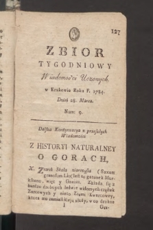 Zbior Tygodniowy Wiadomości Uczonych. 1784, nr 9