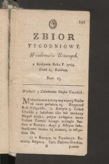 Zbior Tygodniowy Wiadomości Uczonych. 1784, nr 13