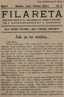 Filareta : miesięcznik K. M. „Filarecja” Gimn. Państwowego im. J. Kochanowskiego w Radomiu. 1928/1929, nr 4