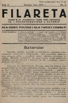 Filareta : pismo K. M. „Filarecja” Gimn. Państwowego im. J. Kochanowskiego w Radomiu. 1933/1934, nr 2