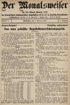 Der Monatsweiser : für den Monat... : der Gewerkschaft kaufmännischer Angestellten (D.H.V.) in Polnisch-Oberschlesien. 1928, nr 2